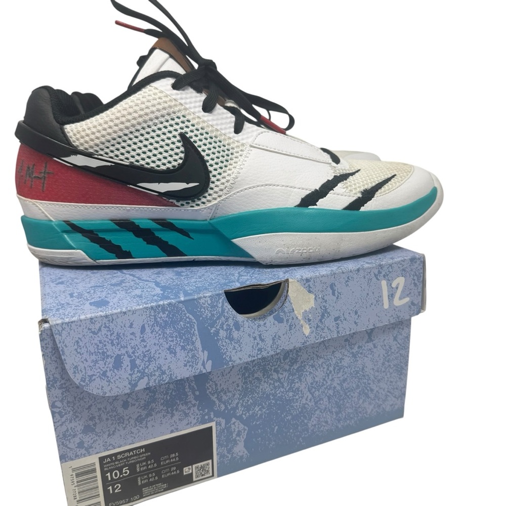Nike Ja 1 Reverse Scratch Basketball Shoes White Turbo Green Ja Morant SZ 12